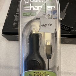 New In Package Retractable Micro USB Car Charger