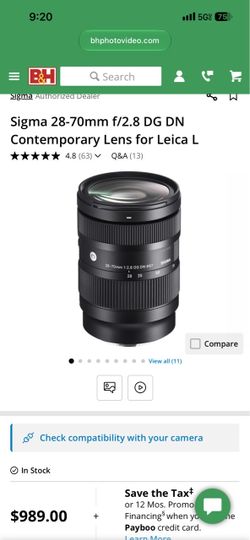 Sigma 28-70mm f/2.8 DG DN Contemporary Lens for Leica L