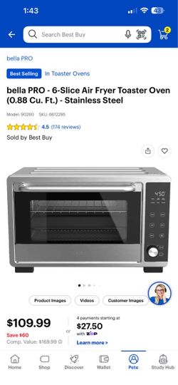 Bella PRO 6-Slice Air Fryer Toaster Oven