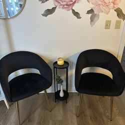 2 Black Velvet Chairs 