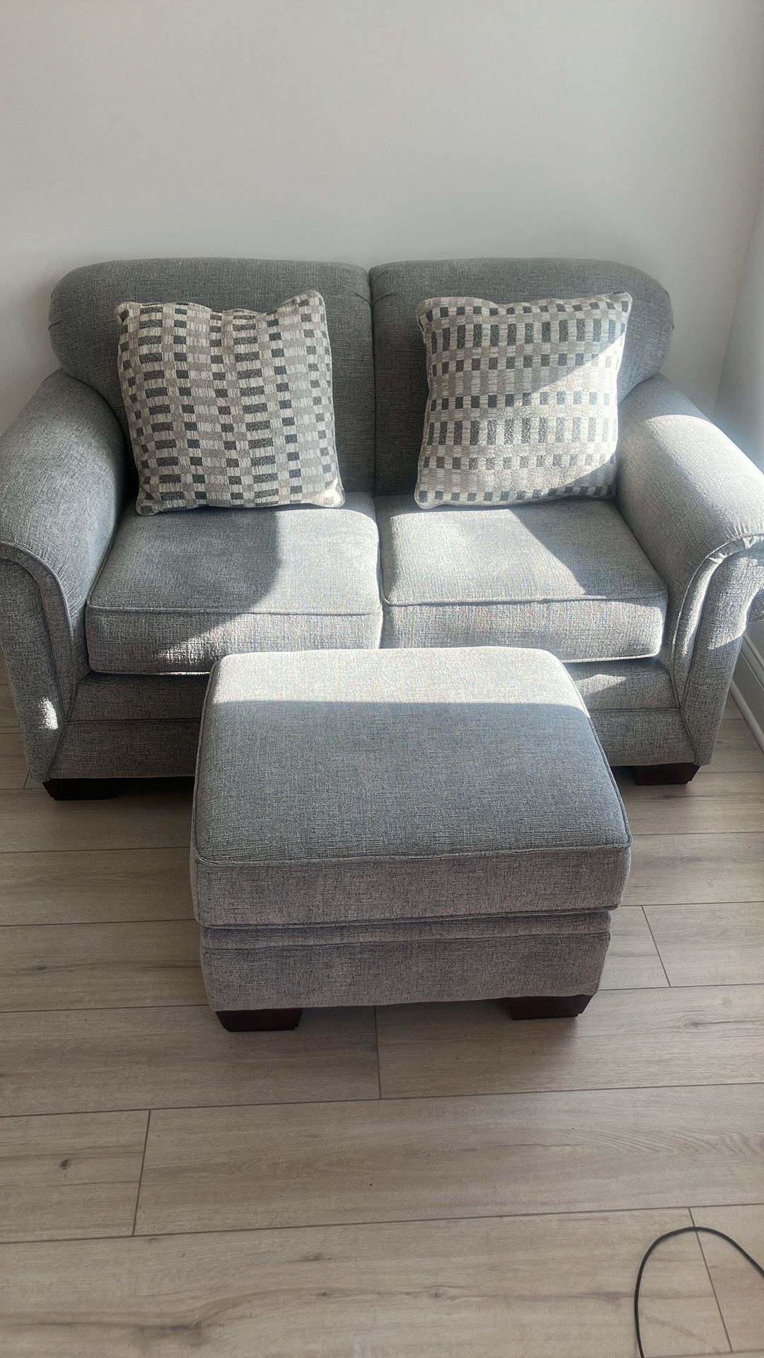 Amish Grey Loveseat  Sofa. Couch And Ottoman 