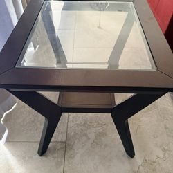 Modern Glass Top End Table with Shelf