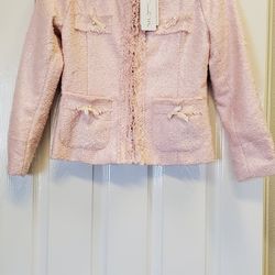 The Trendy Me Women's Pink Tweed Jacket Size S/M