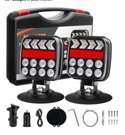 Wireless Trailer Lights, Adjustable Magnetic LED Trailer Lights with Reflectors, Rechargeable Tow Tail Light Kit for Trucks, Boats, RVs, Campers, IP67