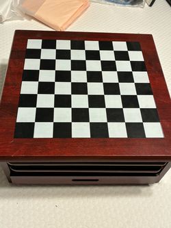 Wooden Chess Board Box with Drawers