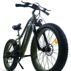 Brand New Fat Tire Electric Bike, 28MPH Max Speed, 750W  Motor, 35-50 Miles Range, Forest Green