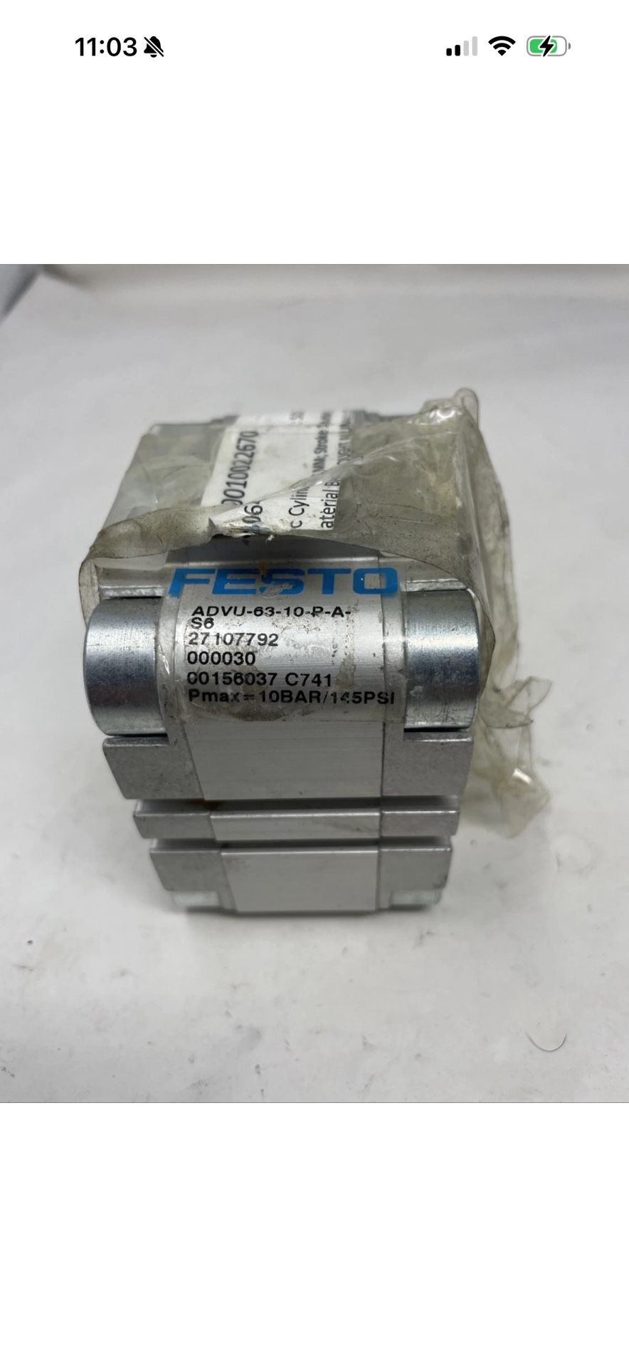 Festo ADVU-63-10-P-A-S6 Compact Pneumatic Cylinder 10bar/145psi (contact info removed)2