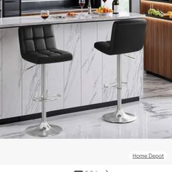 Black Comfy Bar Chairs Set Of 2