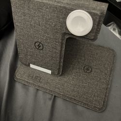 Dual Wireless Charging Station – Sleek Gray Fabric Finish 