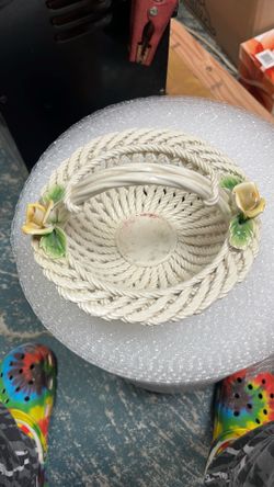 vintage Italian Capodimonte-style porcelain basket