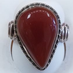 Sterling Silver And Orange Carnelian Ring 