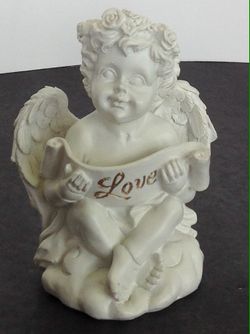 DWK brand Ceramic angel cherub statue with love sign