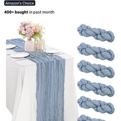 6 Dusty Blue Color Table Runners 