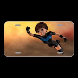 License Plate Novelty Car Front Super Woman Flying 3D Figure Female