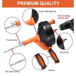 Drain Auger, Clog Remover with Drill Adapter, 25 Feet Flexible Plumbing Snake