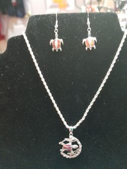 Sterling silver and turquoise necklace and matching earrings