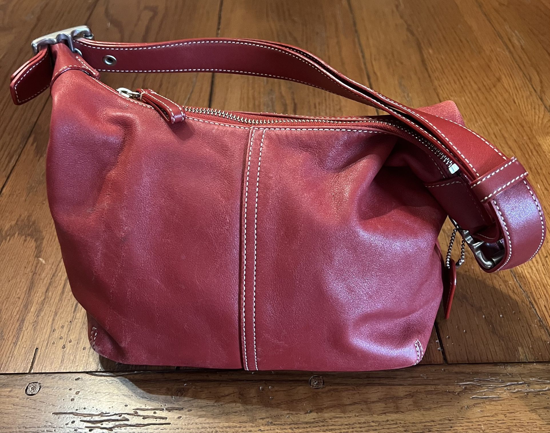 Coach Red Soft Leather Shoulder Bag