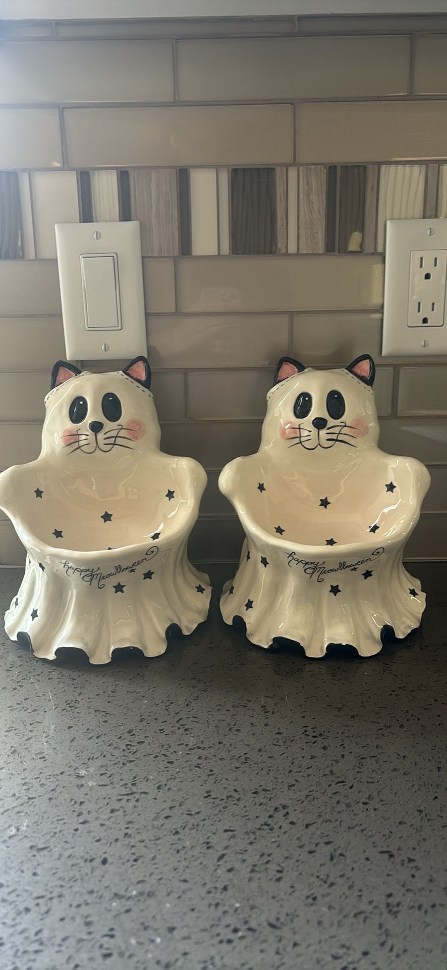 Blue sky Clay works Halloween Cat Bowls