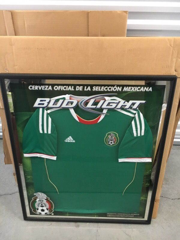 Bud Light Framed Soccer Jerseys - El Tri - la seleccion de Mexico de futbol - federacion de futbol de Mexico - chivas de Guadalajara - club America