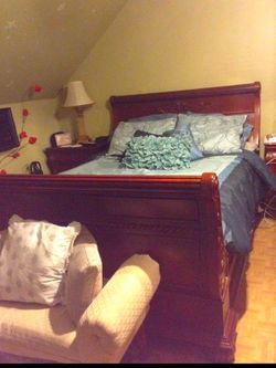 Solid wood queen bedroom set.