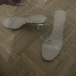 Short Cream/clear Heels