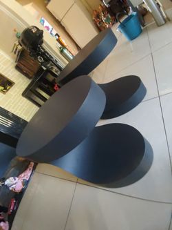 Black metal hollow odd black tables