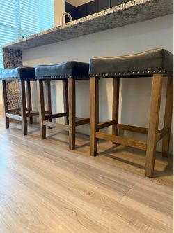 Grey Barstools, Set of 3