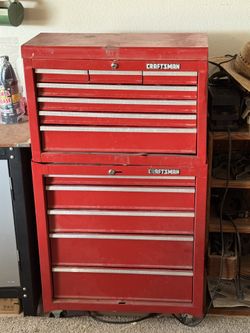 Tool boxes, work bench and garage cabinet