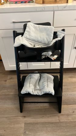 Stokke Tripp Trapp High Chair – Black + Baby Set & Cushion