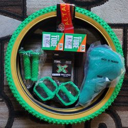 NEW Bicycle Bmx Parts Bundle 20" Green Classic
