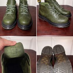 Dr. Martens Church Olive Green Suede Boots Size US 7 Women US 6 Men