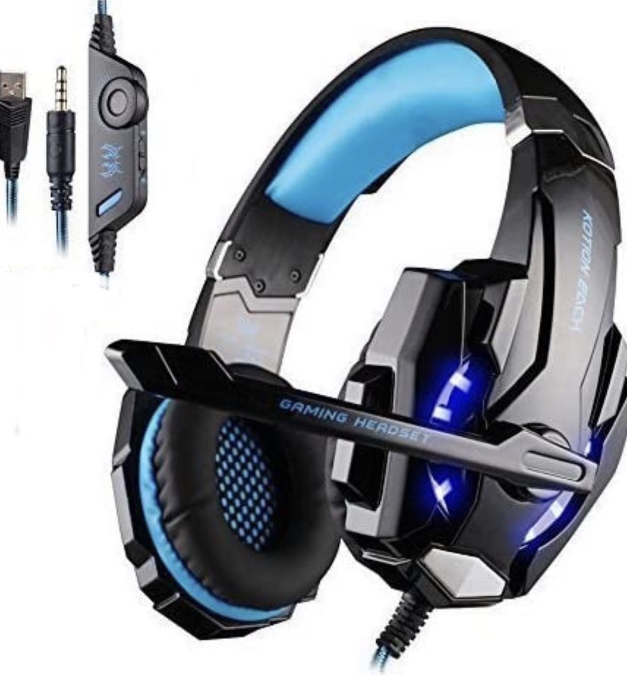 Gaming Headphone Headset Headphone Headband with Microphone LED Light for Laptop Tablet Mobile Phones KOTION EACH G9000 3.5mm