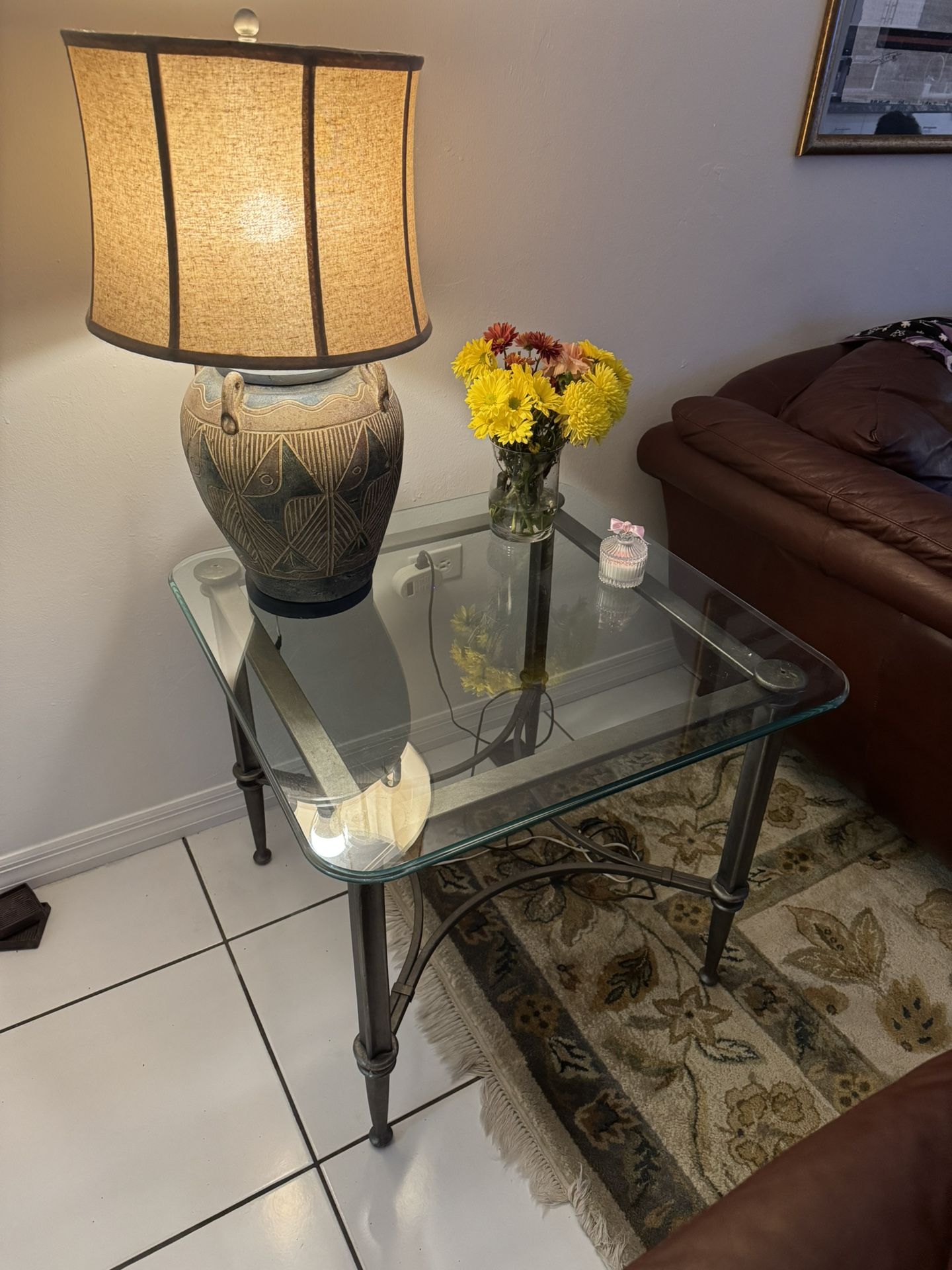 Beautiful Glass Table With Metal Frame