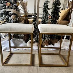 24” Borough Modern Kitchen Counter Stool w/ Upholstered Faux Leather & Footrest 