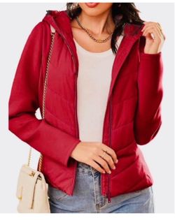 Women's Size 2X Quilted Lightweight Puffer Jacket, Red, NEW