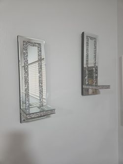 Wall mirror candle holders