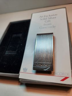 British Airways Concorde Gift Sterling Silver Money Clip in Original Box 1985