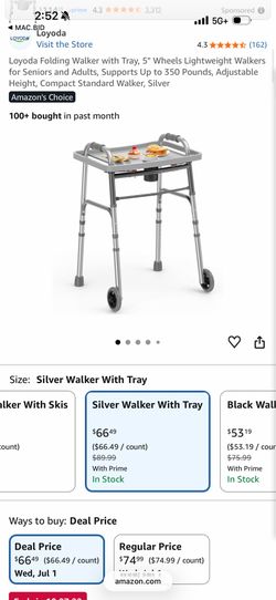 Folding walker  with tray