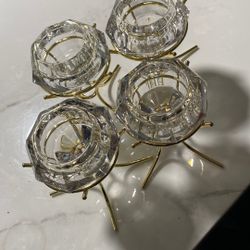 Solitaire, Diamond Shaped, Vaotive Tea, Light Candle Holder, Gold Stand