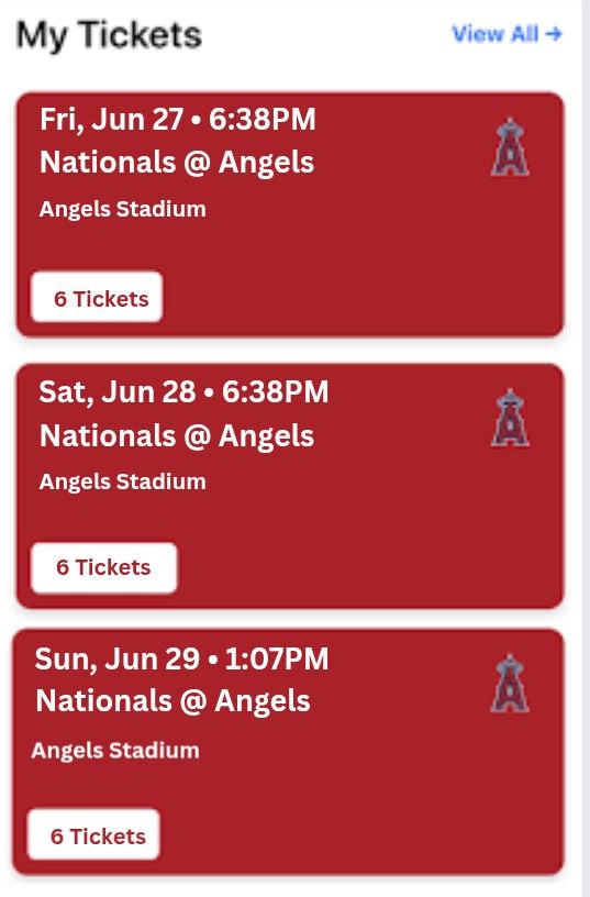 Angels Vs Nationals Fri- Sun