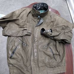 Vintage French Brown  Leather Jacket Men Pierre Cardin