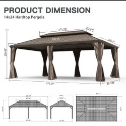 14' X 24 Hardtop Gazebo, Upgraded
Metal Gazebo with Drainage System
Dual-Layer Galvanized Steel Roof
Curtain and Netting, Outdoor Shelter
Canopy fo