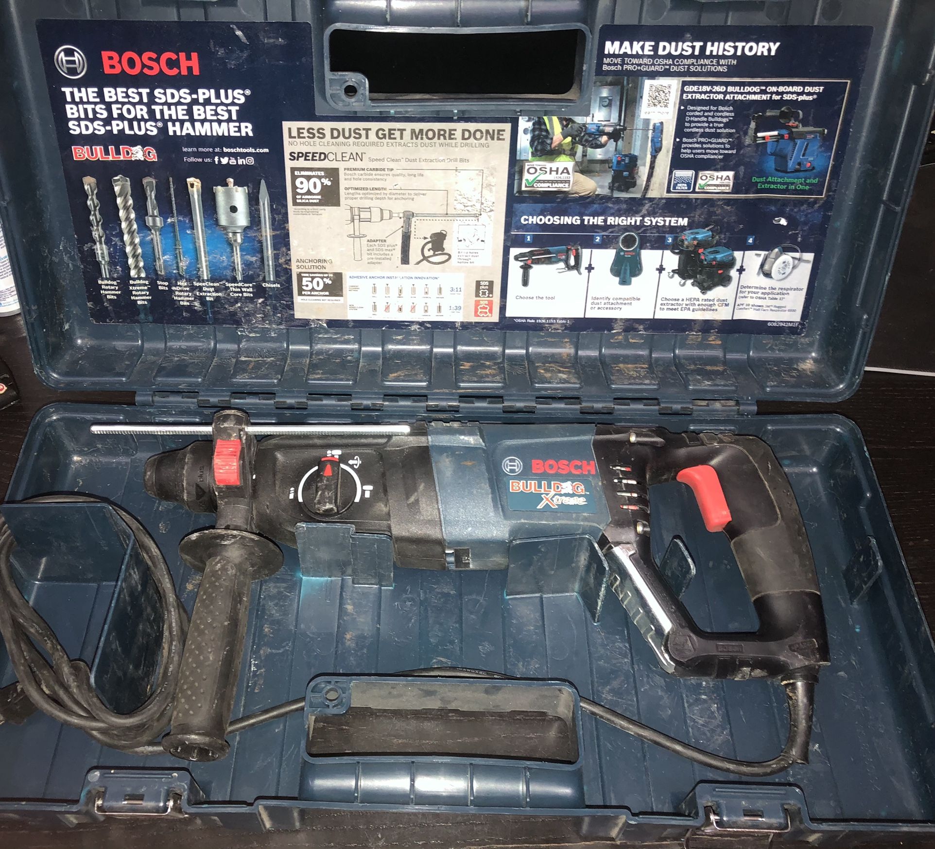 Boach Bulldog Xtreme Variable Speed SDS-Plus Concrete/Masonry Rotary Hammer Drill with Carrying Case