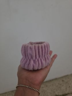 Cute black and purple fuzzy wrist warmers