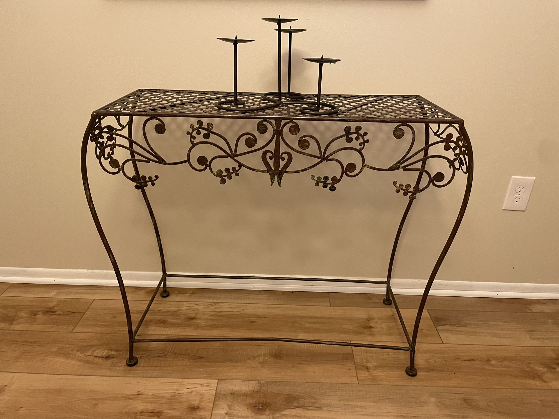 Decorative Bronze Table With Candle Holder