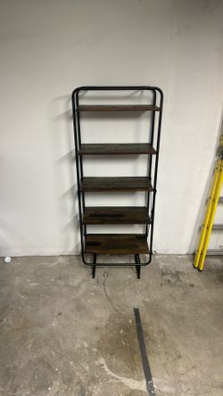 Shelf Stand 5 Tier Wood And Black Metal 