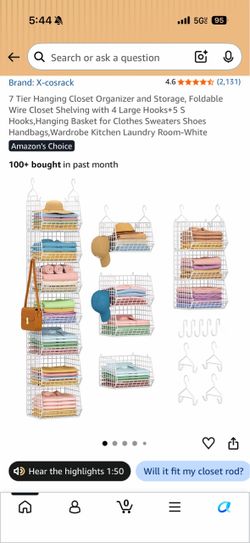 White hanging rack for closet