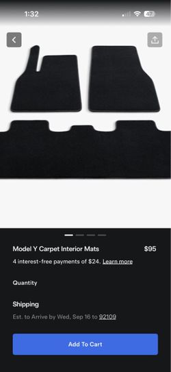 Tesla Model Y Carpet Interior Mats