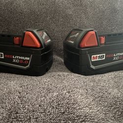 Milwaukee M18 (2x) 5ah Batteries (new)