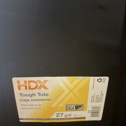 HDX 27 Gal. Tough Storage Tote in Black with Yellow Lid
